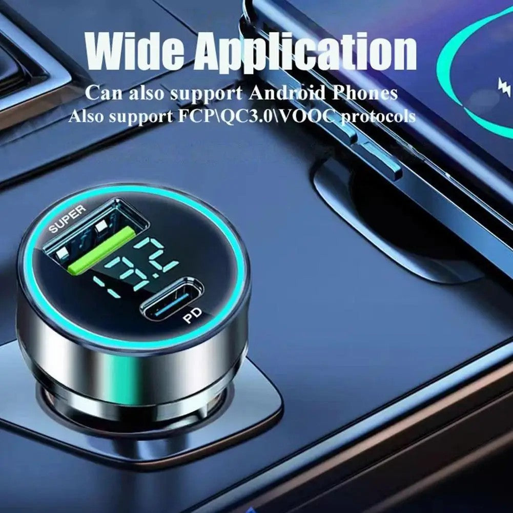 D3-PD Digital Display 120W Car Charger USB+Type-C Charging Adapter with 6A USB to Type-C Cable D3-PD Digital Display 120W Car Charger USB+Type-C Charging Adapter with 6A USB to Type-C Cable